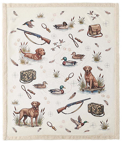 HiEnd Accents x Indigo Hill Duck Camp Campfire Hunting Sherpa Throw Blanket