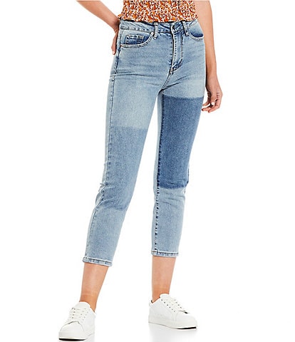 Hippie Laundry High Rise Cheeky Patchwork Slim Straight Jeans