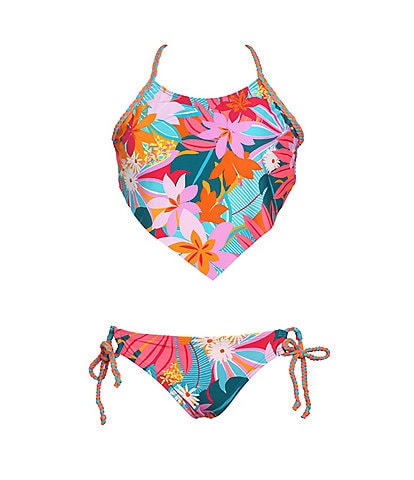 Hobie Big Girls 7-16 Aloha Tropics Halterkini & Hipster Bottom Two-Piece Swimsuit