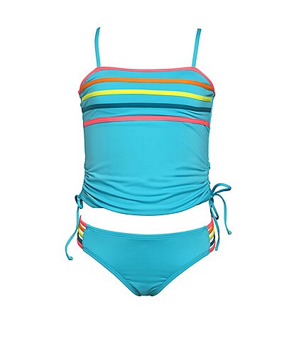 Hobie Big Girls 7-16 Smiles For Miles Cinched-SideTankini Top & Strappy-Side Hipster Bottom
