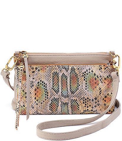 HOBO Double Taupe Snakeskin Taupe Darcy Leather Crossbody Bag