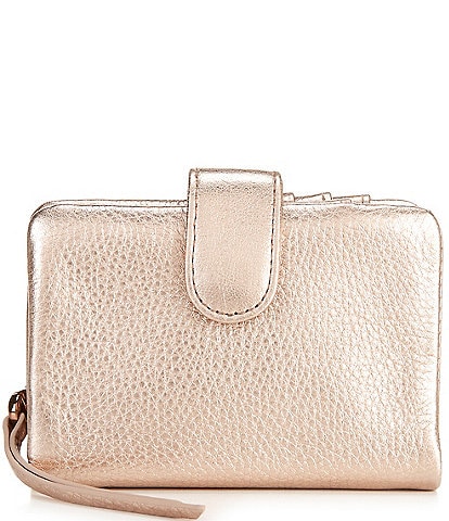 HOBO Fern Leather Pink Gold Metallic Bifold Wallet