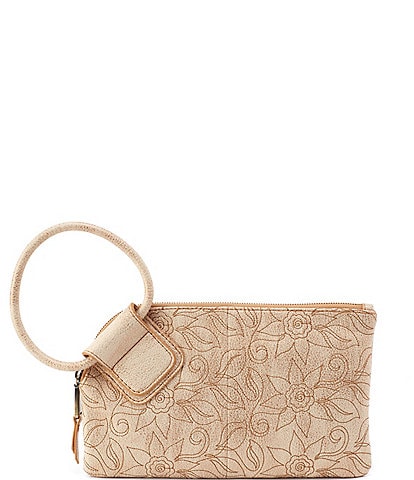 HOBO Sable Leather Floral Stitch Wristlet