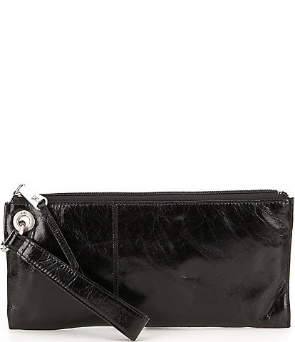 HOBO Vida Black Top-Grain Leather Zip Wristlet