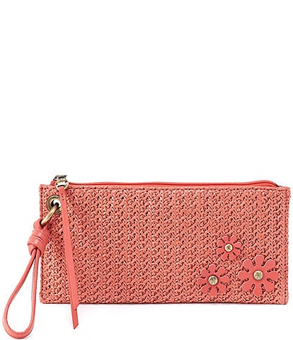 HOBO Wild Rose Woven Straw Vida Wristlet