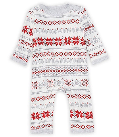 Honest Baby Baby Boys Newborn-24 Months Fair Isle Print & Solid Round Neck Long Sleeve Reversible Coverall