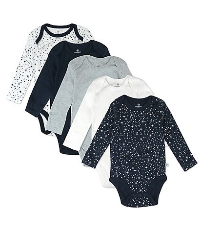 Honest Baby Clothing - Baby Girls Newborn - 12 Months Long Sleeve Organic Cotton  Bodysuit 5-Pack