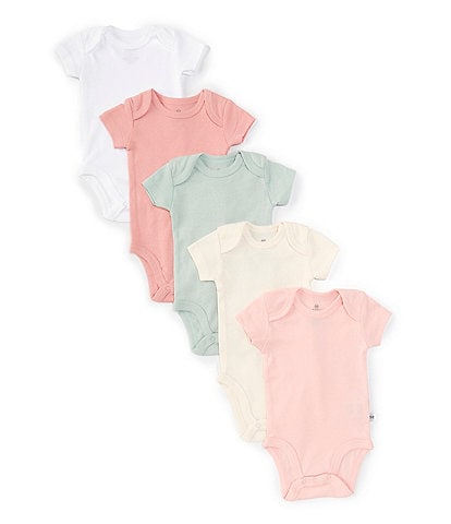 Honest Baby Clothing Baby Girls Newborn-12 Months Short Sleeve Organic Cotton Bodysuit 5-Pack