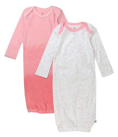 Honest Baby Clothing - Baby Girls Newborn - 6 Months Organic Cotton Sleeper Gown 2-Pack