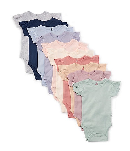 Honest Baby Girls Newborn-24 Months Short Sleeve Ruffle Bodysuit 10-Pack