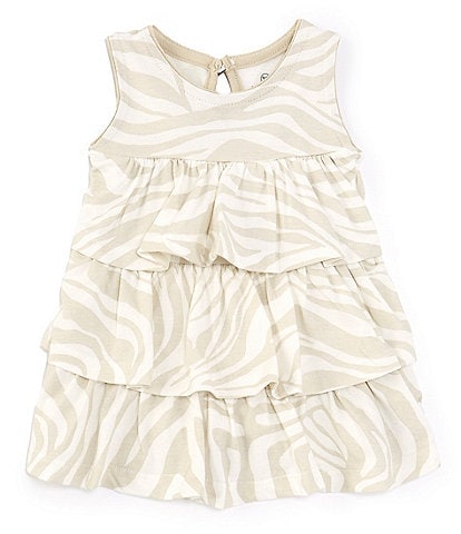Honest Baby Girls Newborn-24 Months Zebra Print Strappy Tiered Round Neck Dress
