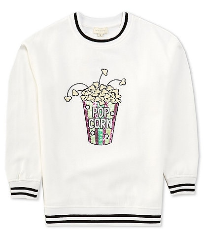 Honey & Sparkle Big Girls 7-16 Crewneck Sequin Popcorn Sweatshirt