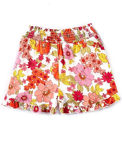 Honey & Sparkle Big Girls 7-16 Floral Printed Ruffle Hem Pull-On Shorts