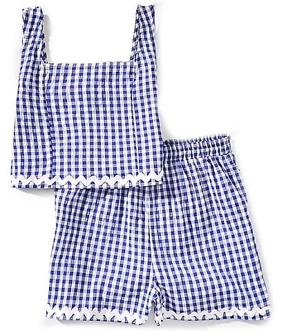 Honey & Sparkle Big Girls 7-16 Gingham Printed Smocked Tank & Shorts Set