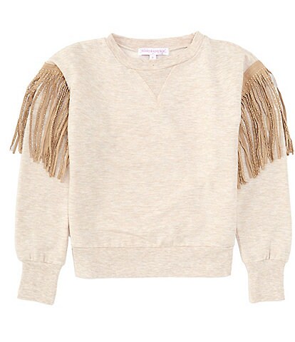 Honey & Sparkle Big Girls 7-16 Embellished Fringe Detailed Long-Sleeve Pullover