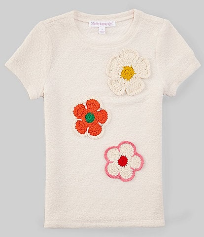 Honey & Sparkle Big Girls 7-16 Short Sleeve 3D Flower Knit Top