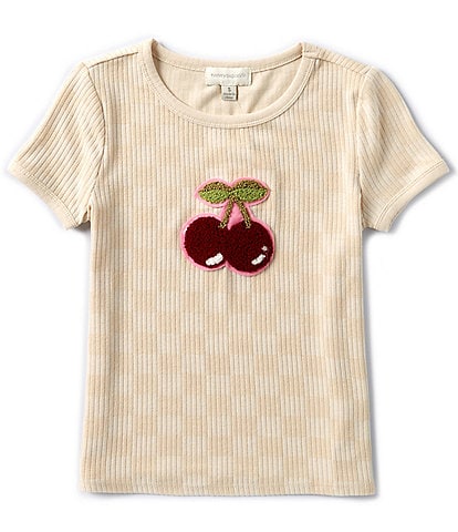 Honey & Sparkle Big Girls 7-16 Short Sleeve Cherry-Patch Checkered T-Shirt