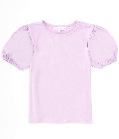 Honey & Sparkle Big Girls 7-16 Short Sleeve Knit-To-Woven Top
