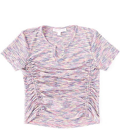 Honey & Sparkle Big Girls 7-16 Short Sleeve Space Dye Rib Knit T-Shirt