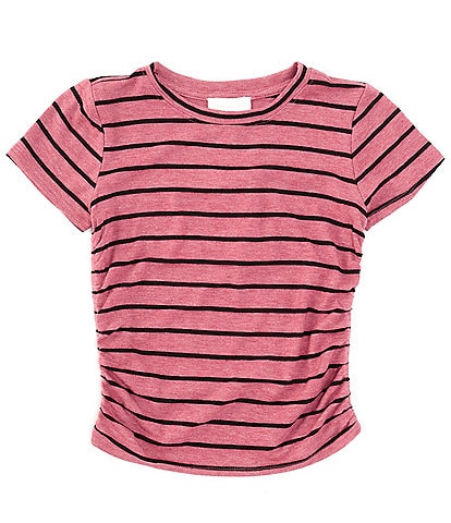 Honey & Sparkle Big Girls 7-16 Short Sleeve Striped Cinched-Side T-Shirt