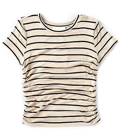 Honey & Sparkle Big Girls 7-16 Short Sleeve Striped Cinched-Side T-Shirt