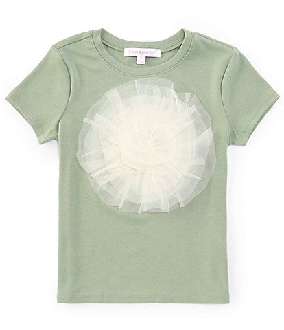 Honey & Sparkle Big Girls 7-16 Short Sleeve Tulle-Flower-Applique T-Shirt