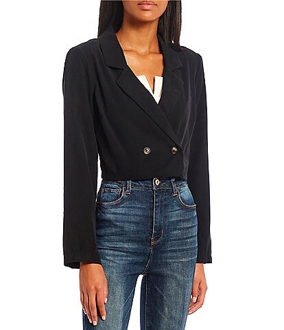 Honey & Sparkle Cropped Double-Breasted Blazer