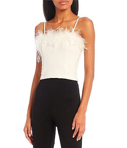Honey & Sparkle Feather Trim Pull-On Corset Top