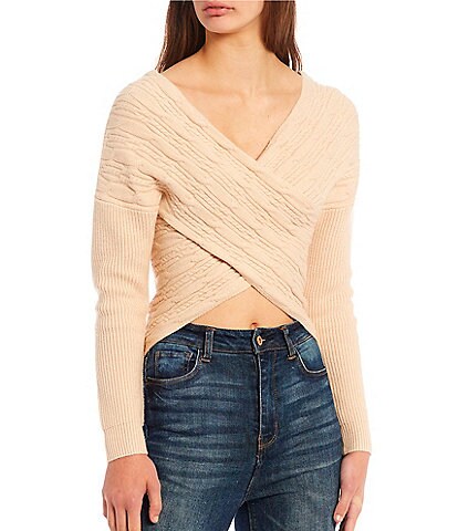 Honey & Sparkle Long Sleeve V-Neck Crossover Sweater