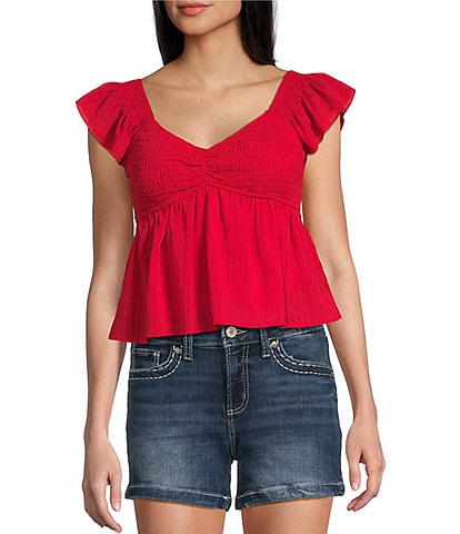 Honey & Sparkle Smocked Bodice Baby Doll Top