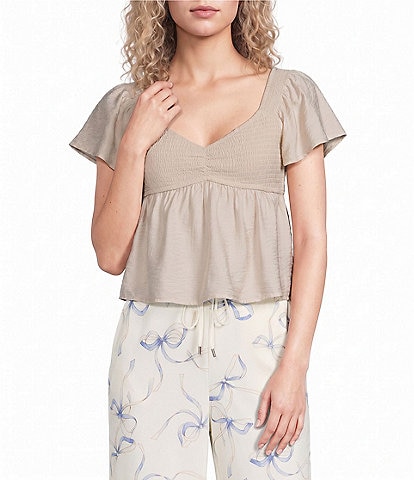 Honey & Sparkle Solid Smocked Baby Doll Top