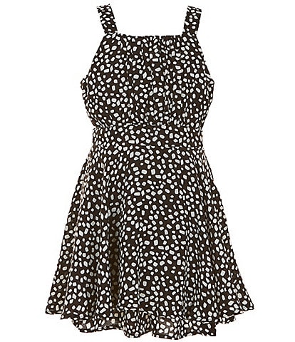 Honey and Rosie Big Girls 7-16 Sleeveless Printed Asymmetrical-Hem Dress