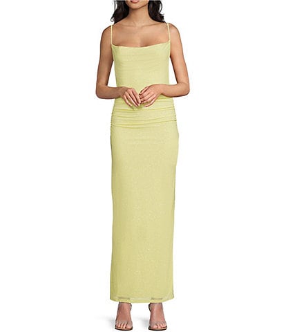 Honey and Rosie Drape Neck Low Open Back Midi Dress