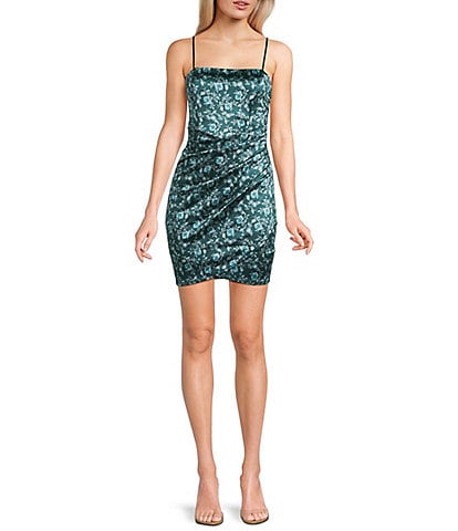 Honey and Rosie Floral Print Stretch Sateen Faux Wrap Dress