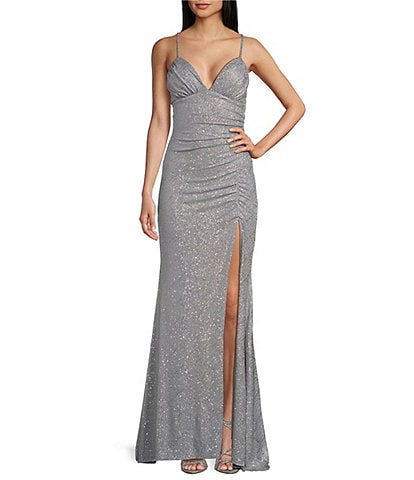 Dillards silver evening dresses best sale