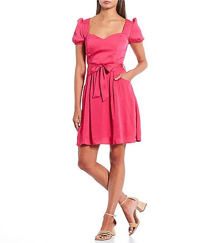 Honey and Rosie Short Sleeve Waist Tie Fit-And-Flare Dress
