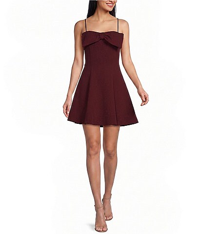 Honey and Rosie Solid Scuba Crepe Bow Front A-Line Dress