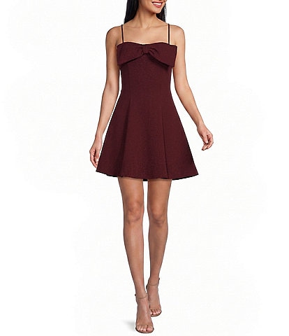 Honey and Rosie Solid Scuba Crepe Bow Front A-Line Dress