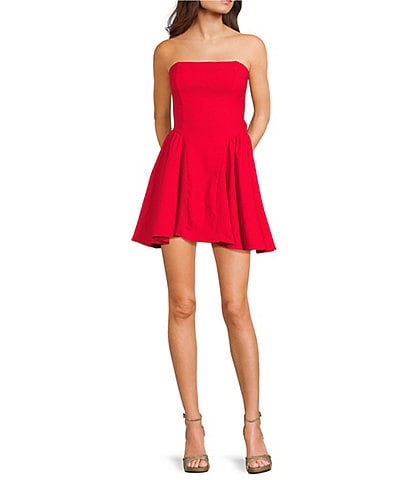Honey and Rosie Strapless Bow Back Fit and Flare Dress