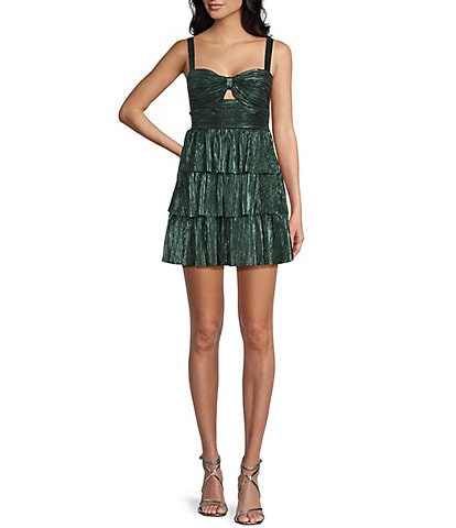 Honey and Rosie Sweetheart Neck Sleeveless Pleated A-Line Dress