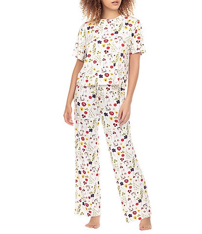 Honeydew Intimates All American Floral Print Jersey Knit Crew Neck Short Sleeve Pajama Set