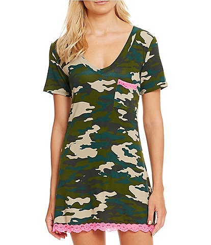 Honeydew Intimates All American Camouflage Print V-Neck Short Nightgown