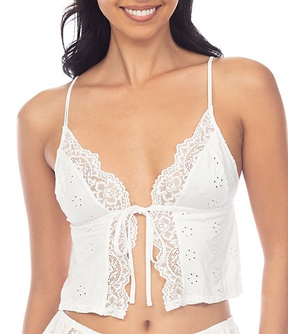 Honeydew Intimates Charli Jersey Eyelet Lace Cut & Sewn Open Tie-Front Cami