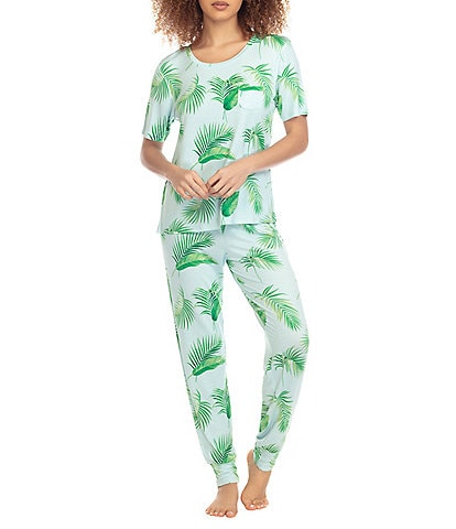 Honeydew Intimates Good Times Palm Print French Terry Knit Pajama Set