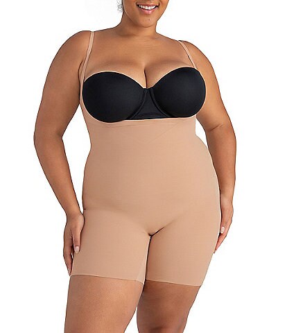 Honeylove Plus Size Open-Bust Mid-Thigh Bodysuit