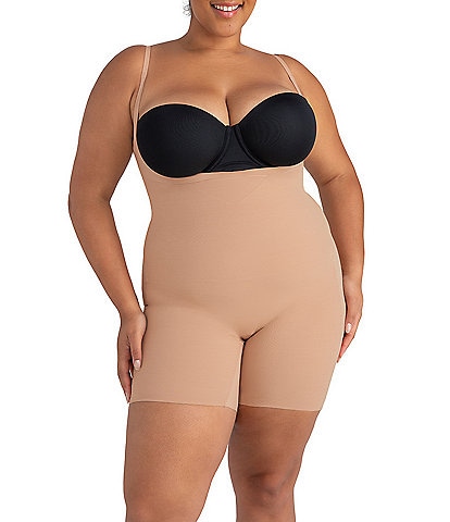 Honeylove Plus Size Open-Bust Mid-Thigh Bodysuit