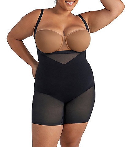 Honeylove Plus Size Open-Bust Mid-Thigh Bodysuit