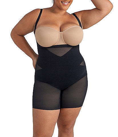 Honeylove Plus Size Open-Bust Mid-Thigh Bodysuit