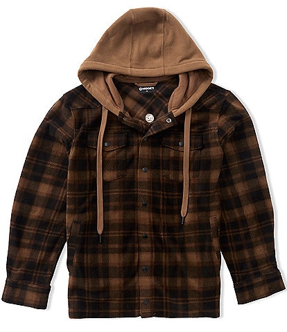 Hooey Collins Plaid Long Sleeve Fleece Hooded Jacket