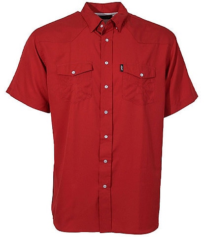 Hooey Short Sleeve SOL Solid Red Traditional Western Pearl Snap Shirt